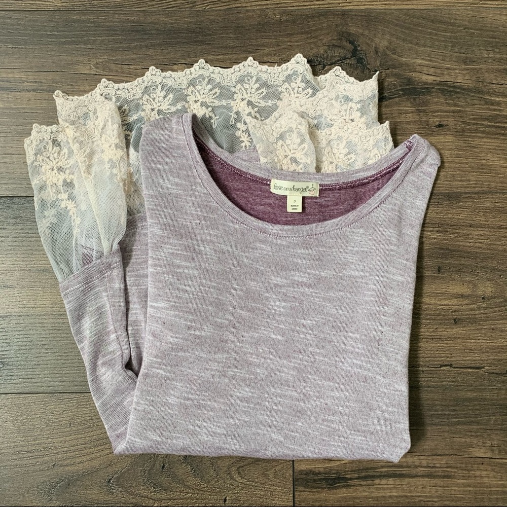Love on a Hanger Lilac lace top long sleeve small